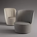 Modern Light Beige And Gray Single Sofa With Curved Backrest And Rounded Design 3d model