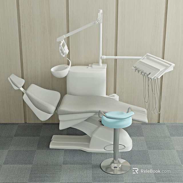 Dental Medical Equipment Set with Adjustable Chair Light Instrument Tray and Stool 3d model 
