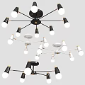 Modern Ceiling Lights With Multi Light Heads In Black White And Gold 3d model