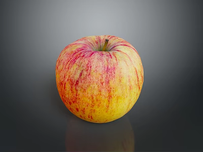 Fresh Red Yellow Striped Apple On Dark Background With Glossy Surface 3d model