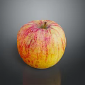 Fresh Red Yellow Striped Apple On Dark Background With Glossy Surface 3d model