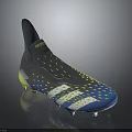 Adidas Predator Soccer Cleats In Gray Blue Yellow With White Stripes And Studs