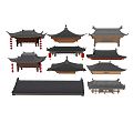 Chinese-style Eaves Eaves Door Head Roof Tiles Building Components 3d model