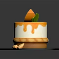 Delicious Lemon Cake With Dripping Frosting And Almonds On White Plate