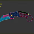 Tactical Karambit Knife With Curved Blade Ring Handle And Blue Pink Red Color Design