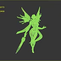 Fantasy Female Character With White Hair Golden Wings Purple Accented Armor And Sword