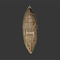 Traditional Handcrafted Wooden Boat With Wooden Planks Seat And Reflection On Dark Surface