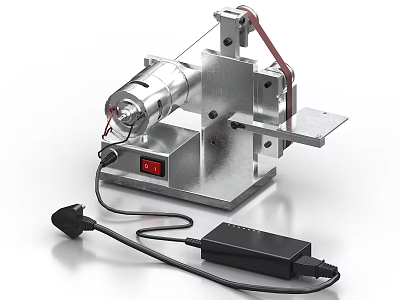 Industrial Equipment With Metal Frame Motor Digital Display And Power Adapter 3d model