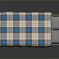 Single Bed Frame With Blue White Plaid Bedspread And Gray Drawer Storage