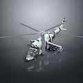 Detailed 3D Helicopter Model With Rotor Blades Cockpit And Gray Background