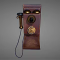 Vintage Wooden Wall Mounted Telephone With Brass Dial And Bells