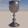 Elegant Silver Goblet With Grapevine Ornaments Tall Stem And Multi Layered Base