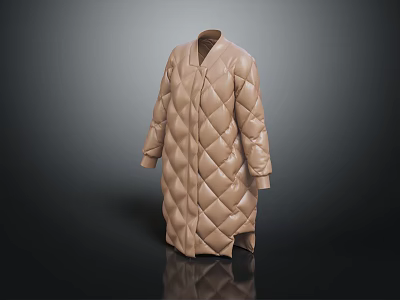 Stylish Brown Quilted Long Coat With Elegant Textured Fashion Design 3d model
