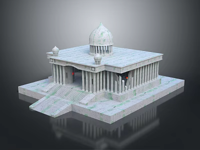 Elegant Classical Dome Building With Marble Columns Steps And Symmetrical Design 3d model