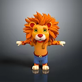 Cute Cartoon Lion Character With Orange Mane Green Eyes And Blue Shorts
