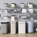 Modern trash can public trash can public toilet trash can roll paper box paper box toilet brush 3d model