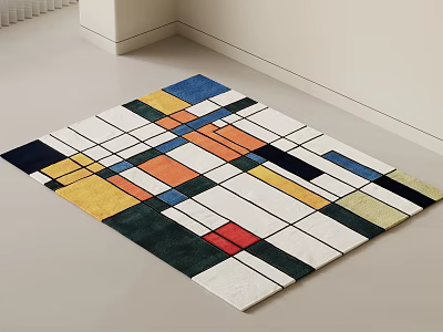 Modern Square Rug With Colorful Geometric Pattern And Abstract Design 3d model