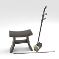 Traditional Chinese Erhu Musical Instrument With Wooden Bow And Support Stool