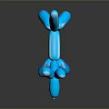 Blue Balloon Dog Sculpture With Shiny Surface And Dark Background Reflection 3d model