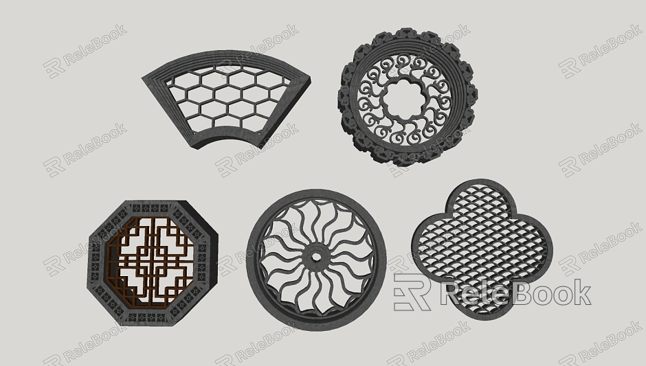 New Chinese-style openwork window wall window grilles garden wall window grilles model