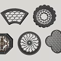 New Chinese-style openwork window wall window grilles garden wall window grilles 3d model