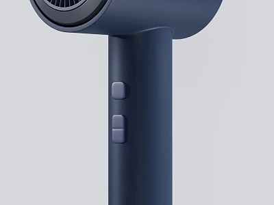 Modern Navy Blue Electric Hair Dryer With Ergonomic Handle And Control Buttons 3d model