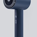Modern Navy Blue Electric Hair Dryer With Ergonomic Handle And Control Buttons