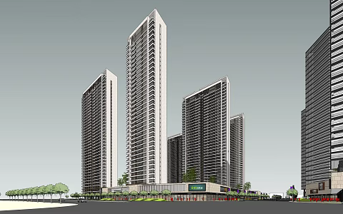 Planning of super high-rise residential area in modern residential area 3d model