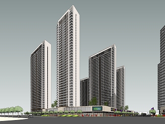 Planning of super high-rise residential area in modern residential area 3d model