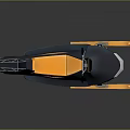 Modern Snowmobile 3D Model With Orange Seat Black Body And Skis