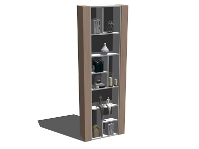 Modern Wooden Bookcase with Open Shelves Decorative Items and Book Storage 3d model
