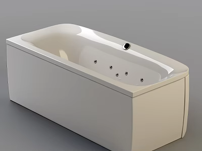 Modern White Rectangular Bathtub Design With Smooth Surface And Massage Jets 3d model