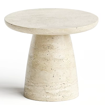 Round Stone Coffee Table With Pedestal Base And Smooth Surface Design 3d model