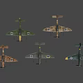 Detailed Green Military Fighter Aircraft With Cross Markings On Wings Propeller And Bombs