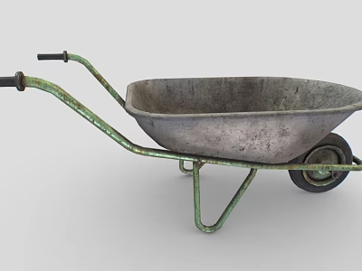 Industrial Metal Wheelbarrow With Single Wheel For Heavy Duty Industrial Applications 3d model