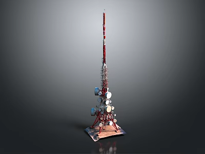 Breathtaking Natural Scenery With Tall Red And Silver Metal Communication Tower And Antennas 3d model
