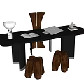 Middle Style Desk Chair Desk Stool Desk Ornaments 3d model