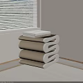 Modern Light Gray Stackable Stools In Indoor Corner With Window Blinds 3d model