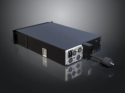 Sleek Black Electronic Device With Multiple Ports And Control Interfaces 3d model