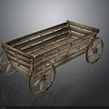 Vintage Wooden Cart With Open Frame Design And Large Spoked Wheels