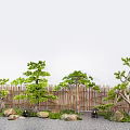 Courtyard landscaping pine lohan pine courtyard sketch fence 3d model