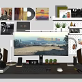 Modern computer desk 3d model
