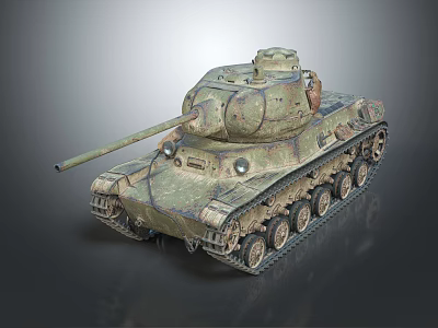 Realistic Military Tank With Camouflage Paint Gun Barrel Turret And Tracks 3d model