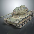 Realistic Military Tank With Camouflage Paint Gun Barrel Turret And Tracks