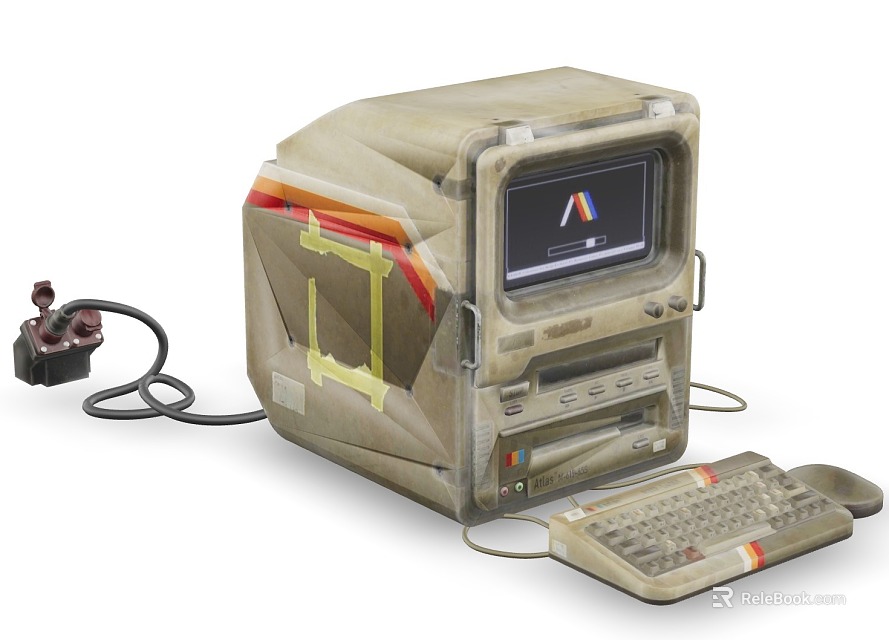 Vintage Retro Computer Desktop System With Classic Monitor And Keyboard Design 3d model 