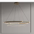 Modern Circular Chandelier Design With Metal Frame LED Lighting And Hanging Cables