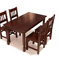 Dark Wooden Dining Table Set With Four Classic Chairs And Solid Wood Design 3d model