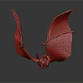 Flying Bat With Orange And Black Wings Gliding In Mid Air
