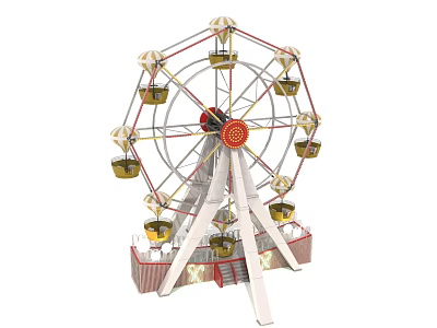 Giant Ferris Wheel Amusement Park Ride With Colorful Cabins And Metal Structure 3d model