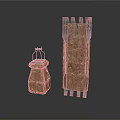 Ceramic Container With Metal Frame And Wooden Tool Holder With Metal Rods